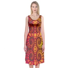 Abstract Art Pattern Fractal Design Midi Sleeveless Dress by Ravend