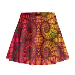 Abstract Art Pattern Fractal Design Mini Flare Skirt by Ravend