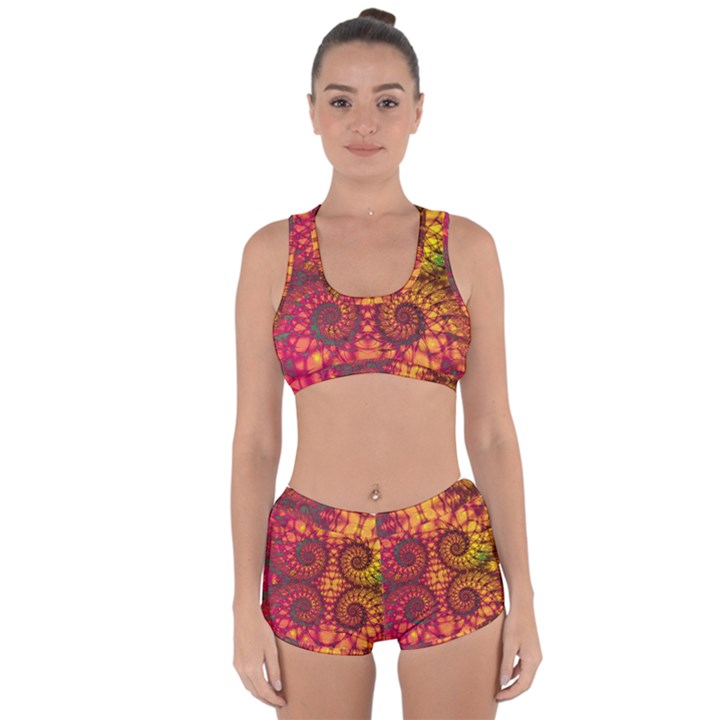 Abstract Art Pattern Fractal Design Racerback Boyleg Bikini Set