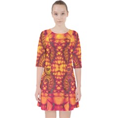 Abstract Art Pattern Fractal Design Quarter Sleeve Pocket Dress by Ravend