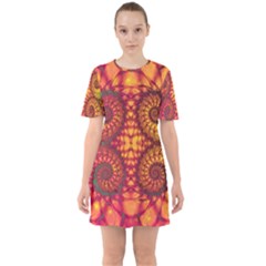 Abstract Art Pattern Fractal Design Sixties Short Sleeve Mini Dress by Ravend