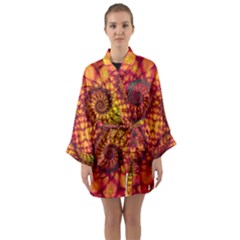 Abstract Art Pattern Fractal Design Long Sleeve Satin Kimono by Ravend