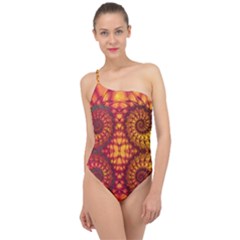 Abstract Art Pattern Fractal Design Classic One Shoulder Swimsuit by Ravend