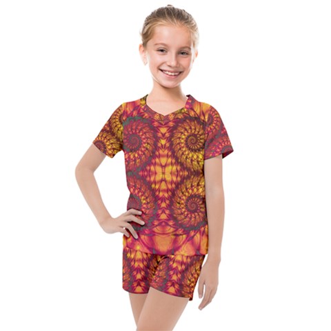 Abstract Art Pattern Fractal Design Kids  Mesh Tee And Shorts Set by Ravend