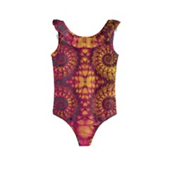 Abstract Art Pattern Fractal Design Kids  Frill Swimsuit by Ravend