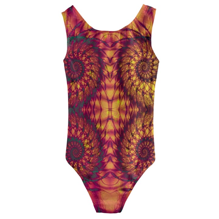 Abstract Art Pattern Fractal Design Kids  Cut-Out Back One Piece Swimsuit