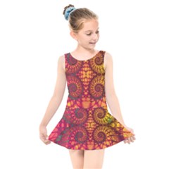 Abstract Art Pattern Fractal Design Kids  Skater Dress Swimsuit by Ravend