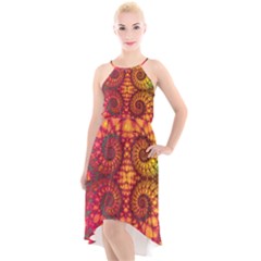 Abstract Art Pattern Fractal Design High-low Halter Chiffon Dress  by Ravend