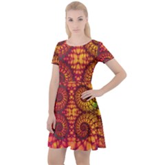 Abstract Art Pattern Fractal Design Cap Sleeve Velour Dress  by Ravend