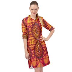 Abstract Art Pattern Fractal Design Long Sleeve Mini Shirt Dress by Ravend