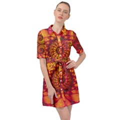 Abstract Art Pattern Fractal Design Belted Shirt Dress by Ravend