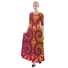 Abstract Art Pattern Fractal Design Half Sleeves Maxi Dress by Ravend