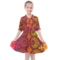 Abstract Art Pattern Fractal Design Kids  All Frills Chiffon Dress by Ravend