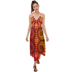 Abstract Art Pattern Fractal Design Halter Tie Back Dress  by Ravend