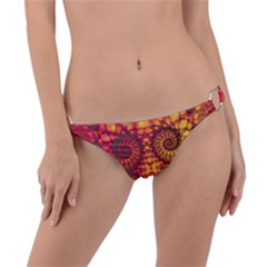 Abstract Art Pattern Fractal Design Ring Detail Bikini Bottoms by Ravend