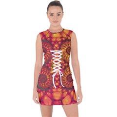 Abstract Art Pattern Fractal Design Lace Up Front Bodycon Dress by Ravend