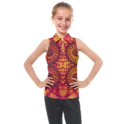 Abstract Art Pattern Fractal Design Kids  Sleeveless Polo Tee by Ravend