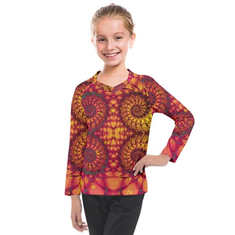 Abstract Art Pattern Fractal Design Kids  Long Mesh Tee by Ravend