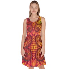 Abstract Art Pattern Fractal Design Knee Length Skater Dress With Pockets by Ravend