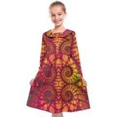 Abstract Art Pattern Fractal Design Kids  Midi Sailor Dress by Ravend