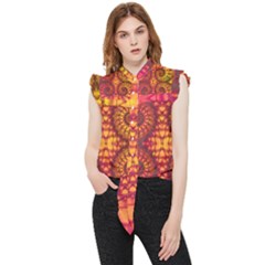 Abstract Art Pattern Fractal Design Frill Detail Shirt by Ravend