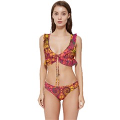 Abstract Art Pattern Fractal Design Low Cut Ruffle Edge Bikini Set by Ravend