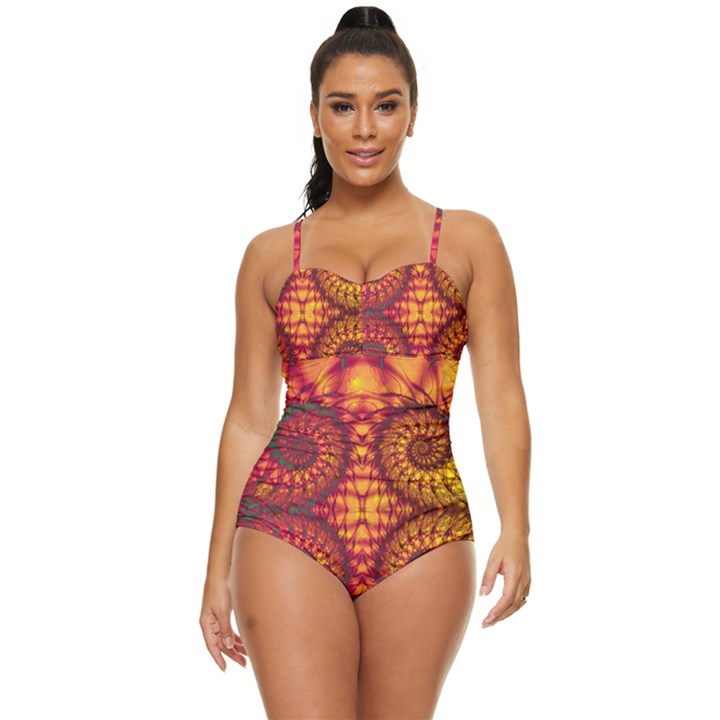 Abstract Art Pattern Fractal Design Retro Full Coverage Swimsuit