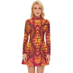 Abstract Art Pattern Fractal Design Long Sleeve Velour Longline Dress by Ravend