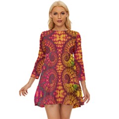 Abstract Art Pattern Fractal Design Long Sleeve Babydoll Dress by Ravend