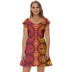 Abstract Art Pattern Fractal Design Short Sleeve Tiered Mini Dress by Ravend