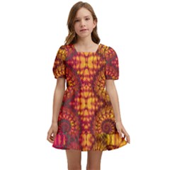 Abstract Art Pattern Fractal Design Kids  Short Sleeve Dolly Dress by Ravend