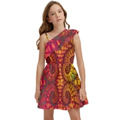 Abstract Art Pattern Fractal Design Kids  One Shoulder Party Dress by Ravend