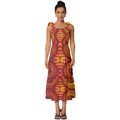 Abstract Art Pattern Fractal Design Tie-strap Tiered Midi Chiffon Dress by Ravend