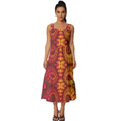 Abstract Art Pattern Fractal Design Square Neckline Tiered Midi Dress by Ravend