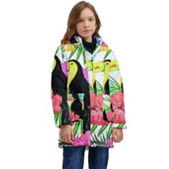 Sheets Tropical Nature Green Plant Kid s Hooded Longline Puffer Jacket by Ravend