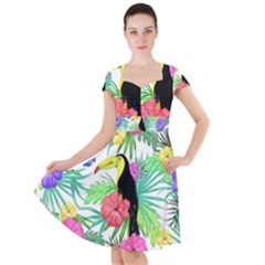 Sheets Tropical Nature Green Plant Cap Sleeve Midi Dress by Ravend