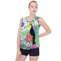 Sheets Tropical Nature Green Plant Bubble Hem Chiffon Tank Top by Ravend