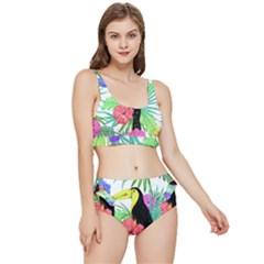 Sheets Tropical Nature Green Plant Frilly Bikini Set by Ravend