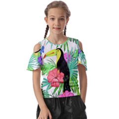 Sheets Tropical Nature Green Plant Kids  Butterfly Cutout Tee by Ravend