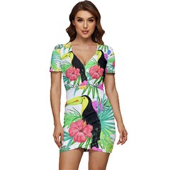 Sheets Tropical Nature Green Plant Low Cut Cap Sleeve Mini Dress