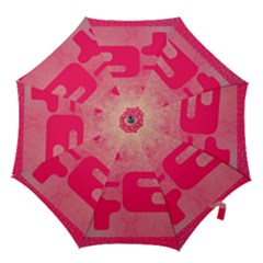 Pink Background Grunge Texture Hook Handle Umbrellas (small) by Ravend