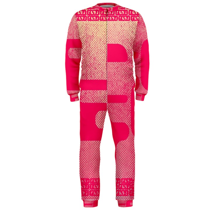 Pink Background Grunge Texture OnePiece Jumpsuit (Men)