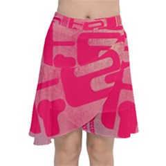 Pink Background Grunge Texture Chiffon Wrap Front Skirt by Ravend