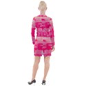 Pink Background Grunge Texture Button Long Sleeve Dress View2