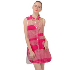 Pink Background Grunge Texture Sleeveless Shirt Dress by Ravend