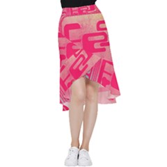 Pink Background Grunge Texture Frill Hi Low Chiffon Skirt by Ravend