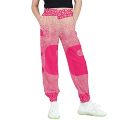 Pink Background Grunge Texture Kids  Elastic Waist Pants by Ravend