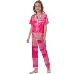 Pink Background Grunge Texture Kids  Satin Short Sleeve Pajamas Set by Ravend