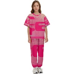 Pink Background Grunge Texture Kids  Tee And Pants Sports Set