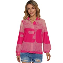 Pink Background Grunge Texture Women s Long Sleeve Button Down Shirt